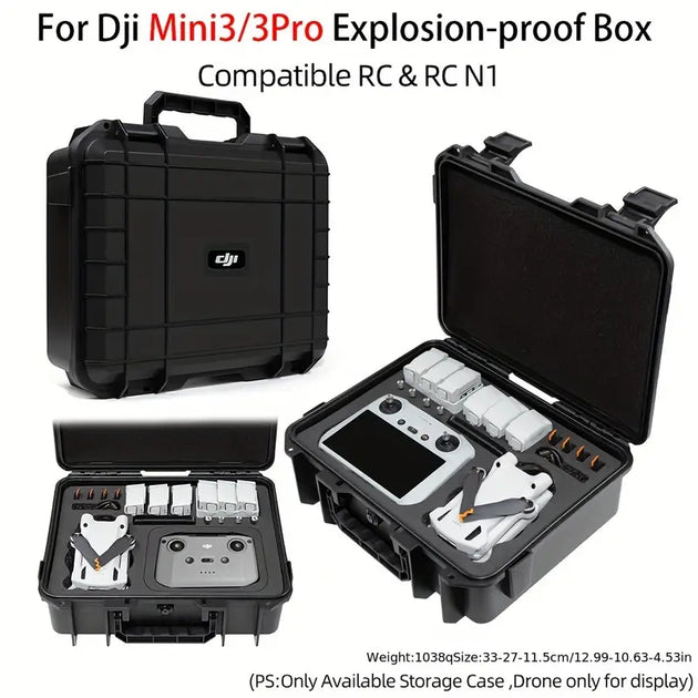 DJI Mavic Mini 3/4 hard carry case, waterproof, explosion-proof, compatible with RC & RC N1, large capacity storage.