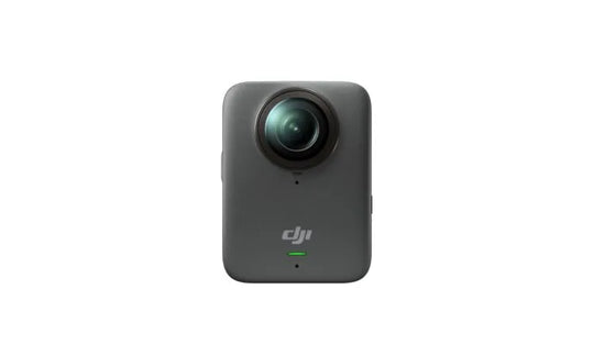 Osmo 360 camera front view with 8K video capability and low-light performance for stunning photography.