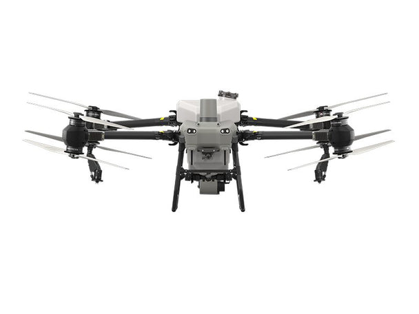 DJI AGRAS T50 agricultural drone featuring a dual pump and adjustable dual atomizing centrifugal sprinklers.