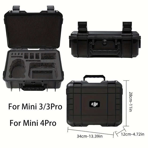 DJI Mavic Mini 3/4 Hard Carry Case, waterproof protective case with organized compartments for accessories.