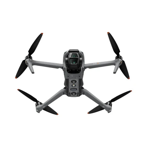 DJI Air 3S drone with dual cameras and four propellers, designed for travel photography.