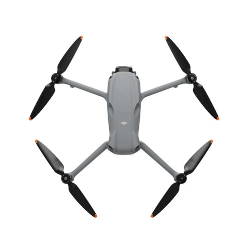 DJI Air 3S drone with four propellers, designed for travel photography, showcasing its sleek gray design.