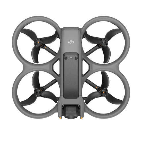 DJI Avata 2 drone top view showcasing quadcopter design and propellers for immersive FPV experience.