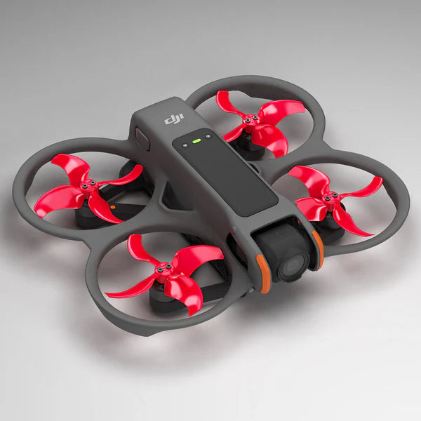 DJI Avata 2 STEALTH Upgrade Propellers with red blades for enhanced performance and quieter flights.