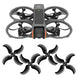 DJI Avata 2 drone with four black low-noise upgrade propellers for enhanced performance and quieter flights.