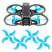 DJI Avata 2 drone with x4 blue low-noise upgrade propellers for enhanced flight performance.