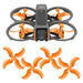DJI Avata 2 drone with four orange low-noise upgrade propellers for enhanced performance and quieter flights.