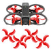 DJI Avata 2 drone with four red low-noise upgrade propellers for enhanced performance and quieter flights.