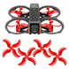 DJI Avata 2 drone with four red low-noise upgrade propellers for enhanced performance and quieter flights.