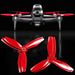 DJI FPV propeller set in red with drone, showcasing aerodynamic design for performance upgrades