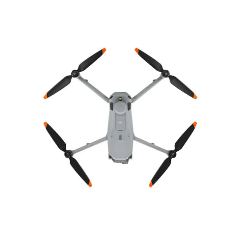 DJI Matrice 4T thermal drone view from above with sleek design and orange tipped propellers.