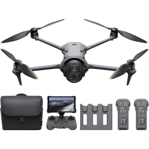 DJI Mavic 4 Pro 512GB Creator Combo drone with accessories including remote controller and carrying case.