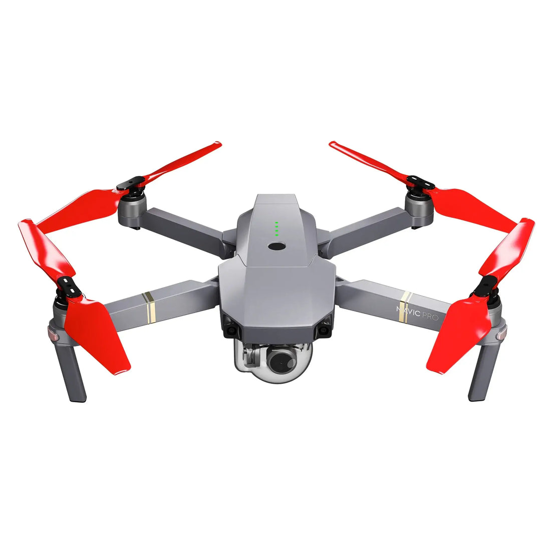 DJI Mavic Pro drone with red STEALTH upgrade propellers for improved efficiency and quiet operation.