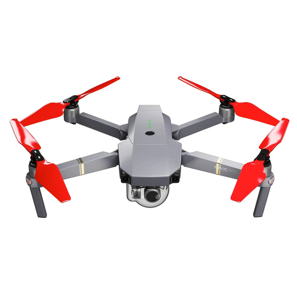 DJI Mavic Pro drone with red STEALTH upgrade propellers for improved efficiency and quiet operation.