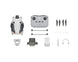 DJI Mini 4 Pro drone and accessories including controller, propellers, and charging gear.