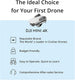 DJI Mini 4K drone marketing image highlighting ease of use, budget-friendliness, and after-sales support.