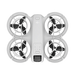 DJI Neo Drone top view showcasing its compact design and four propellers, perfect for indoor and outdoor use.