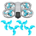 DJI Neo drone with blue stealth upgrade propellers for silent, powerful, and precise flying performance.