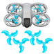 DJI Neo drone with blue stealth upgrade propellers for silent, powerful, and precise flying performance.