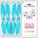 DJI Phantom 4 STEALTH propellers in blue, upgrade kit featuring low-noise quick-release design for improved flight performance.