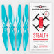DJI Spark STEALTH upgrade propellers in Aqua Blue, low-noise propellers for enhanced flight performance.
