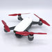 DJI Spark drone with red STEALTH upgrade propellers, showcasing low-noise, high-performance design for enhanced flights.