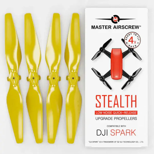 DJI Spark STEALTH upgrade propellers in yellow, designed for low noise and enhanced performance, compatible with DJI Spark.