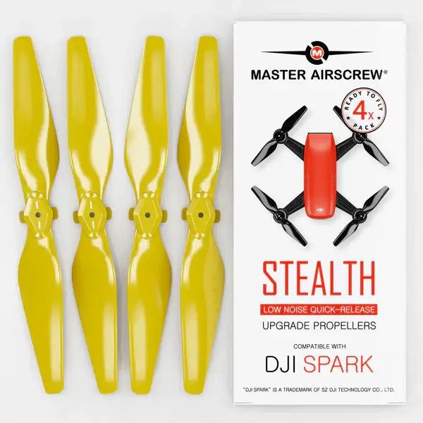DJI Spark STEALTH upgrade propellers in yellow, designed for low noise and enhanced performance, compatible with DJI Spark.