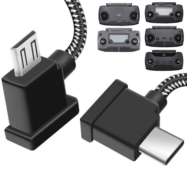 Remote controller cable for DJI drones like Mavic Mini, Mavic 2 Pro, and Spark, featuring USB connectors.